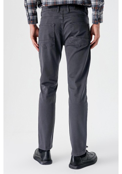 Koyu Antrasit Gabardin %100 Pamuk 5 Cep Slim Fit Dar Kesim Casual Pantolon 1003235317