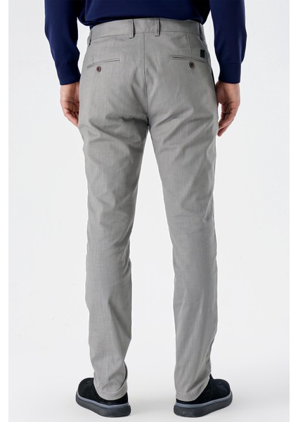 Gri Yan Cepli Slim Fit Dar Kesim Casual Pantolon 1003240151