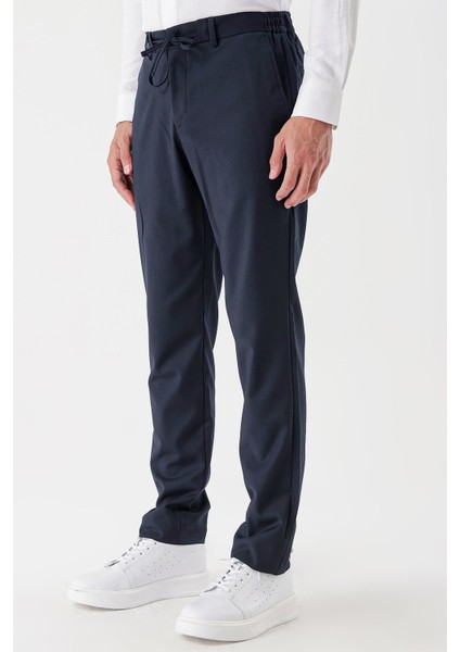 Koyu Lacivert Yan Cepli Slim Fit Dar Kesim Casual Pantolon 1003235121 modelleri