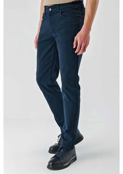 Koyu Lacivert Gabardin Pamuklu 5 Cep Slim Fit Dar Kesim Casual Pantolon 1003230318 fiyatları