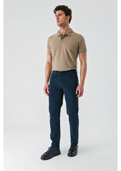 Koyu Lacivert Gabardin Pamuklu 5 Cep Slim Fit Dar Kesim Casual Pantolon 1003230318 fırsatları