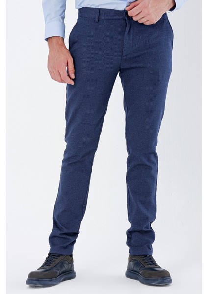 Lacivert Desenli Armürlü Yan Cepli Slim Fit Dar Kesim Casual Pantolon 1003235119 fırsatları