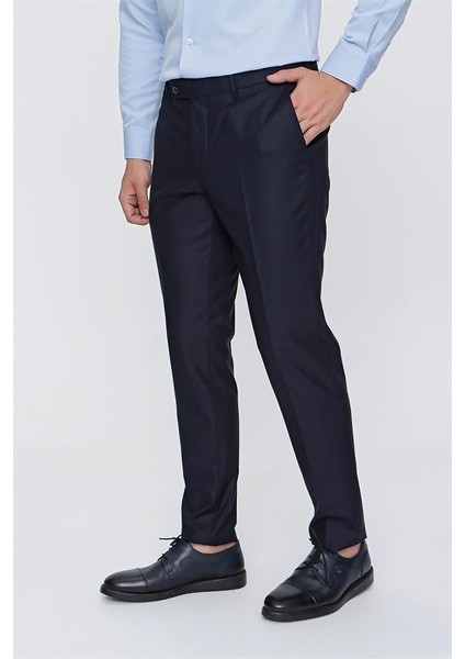 Lacivert Yandan Cepli Basic Slim Fit Pantolon 1003220013
