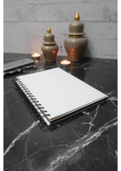 Mustafa Kemal Atatürk Desenli Ahşap Defter Günlük-Çizgisiz Defter (Ahşap Rengi Banu) 120 Sayfa