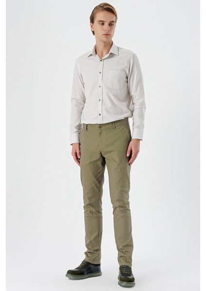 Koyu Haki Pamuklu Yandan Cepli Casual Slim Fit Chino Pantolon 1003240151 fiyatları