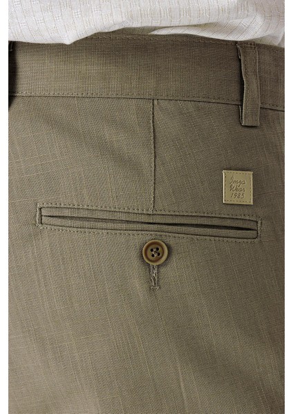 Koyu Haki Pamuklu Yandan Cepli Casual Slim Fit Chino Pantolon 1003240151 fırsatları