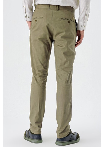 Koyu Haki Pamuklu Yandan Cepli Casual Slim Fit Chino Pantolon 1003240151 indirimleri