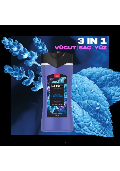 Premium Collection Duş Jeli Blue Lavender 3 In 1 Vücut Saç Yüz 300 ml