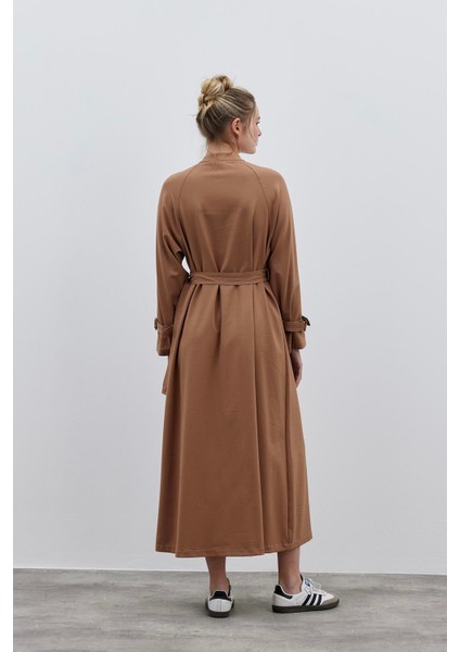 Çift Iğne Kadın Elbise Camel modelleri