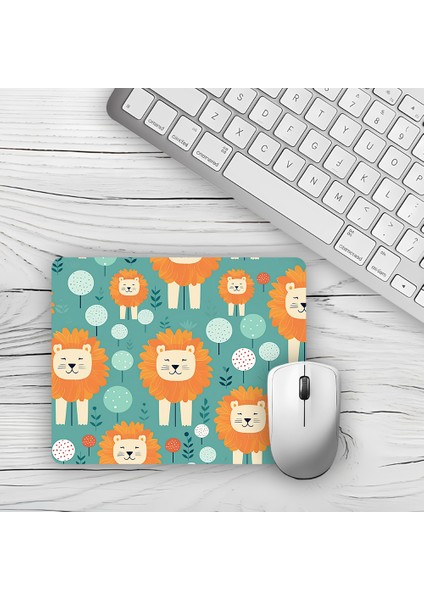 Sevimli Aslanlar Tasarımlı Baskılı Kaydırmaz Taban 18X22 cm Mouse Pad