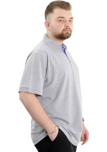 Battal Beden Erkek Tshirt Polo Yaka Nakışlı Klasik Pike 20553 Gimelanj modelleri