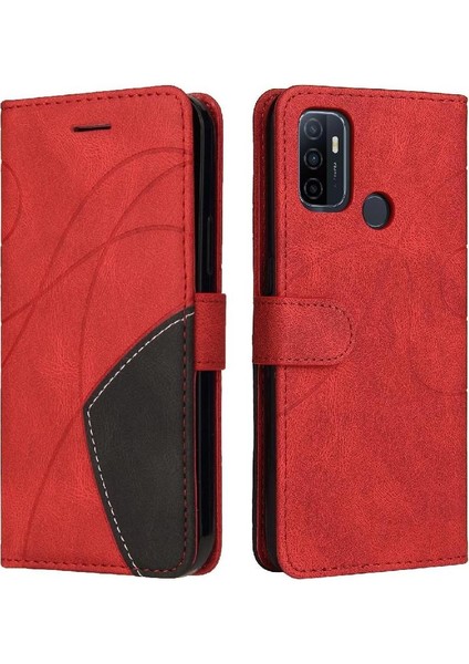 Oppo A53 2020/A32 Dikiş Pu Deri Telefon Kılıfı (Yurt Dışından)