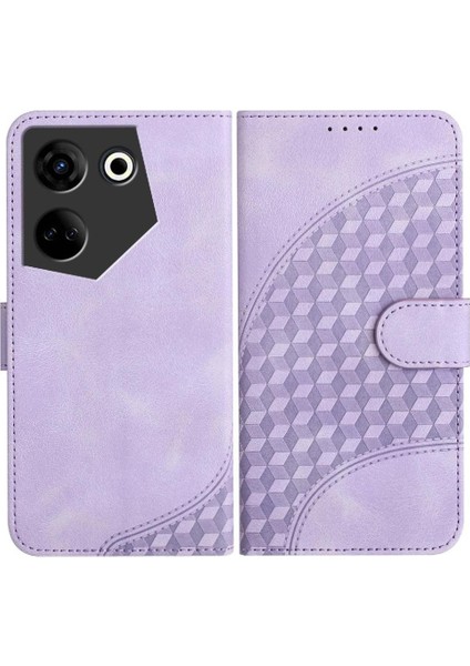 Tecno Camon 20 Deri Geometrik Desen Pu Telefon Kılıfı (Yurt Dışından)