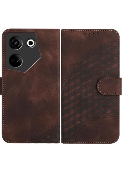 Tecno Camon 20 Deri Geometrik Desen Pu Telefon Kılıfı (Yurt Dışından)