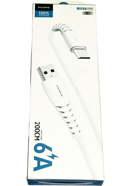 6A - Beyaz - Fast Charger - Mıcro Usb/data Şarj Kablosu - Samsung Ile Uyumludur