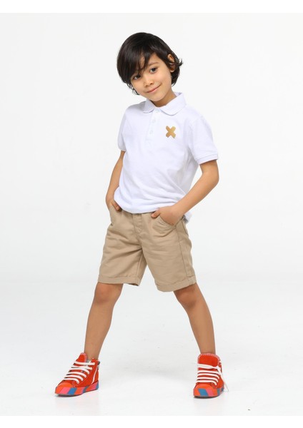 Casa Bej Gabardin Şort + Polo Tshirt Takım modelleri