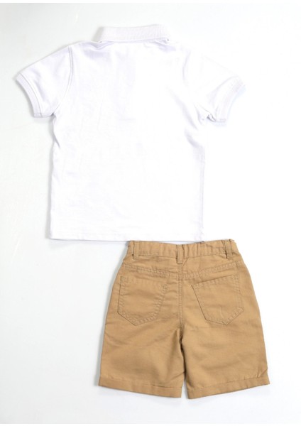 Casa Bej Gabardin Şort + Polo Tshirt Takım indirimleri