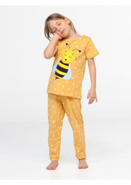 Arı Puanlı Kız Çocuk Pijama Takım