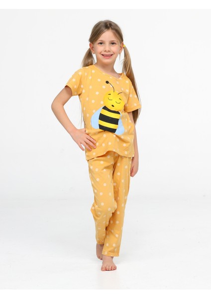 Arı Puanlı Kız Çocuk Pijama Takım