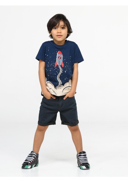 Rocket Denim Şort + T-Shirt Takım