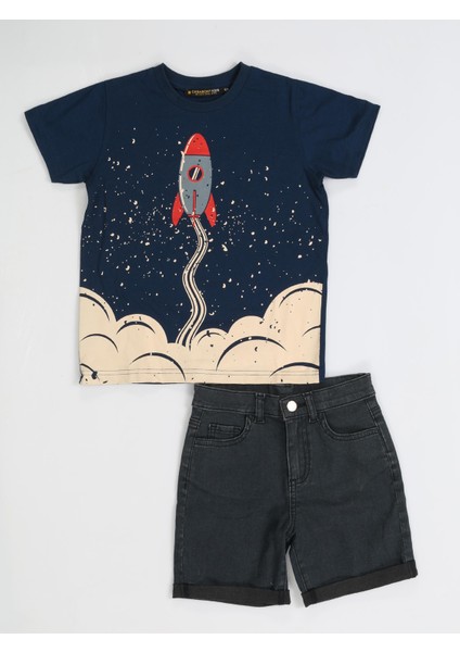 Rocket Denim Şort + T-Shirt Takım modelleri
