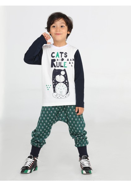Cats Rule Erkek Çocuk Pantolon + T-Shirt Takım