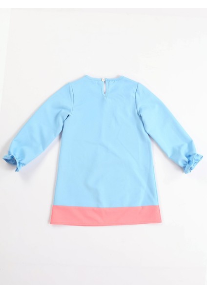 Ceylan Mint Pembe Dokuma Poly Kız Elbise