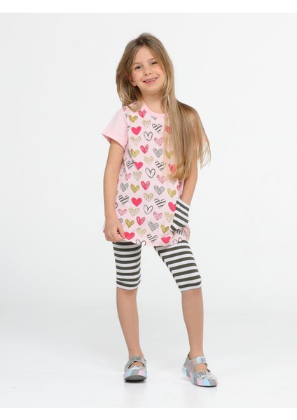 Kalp Yandan Cepli Tunik + T-Shirt Takım