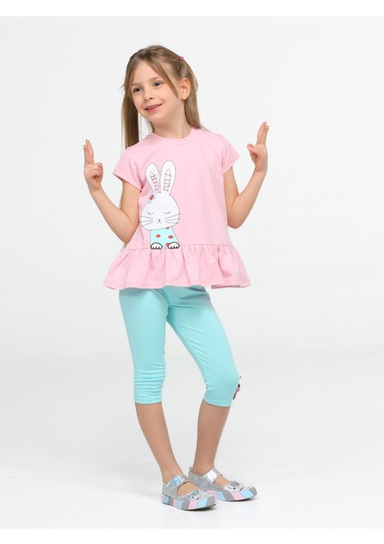 Bunny Kolları Fırfırlı Tunik + Tayt Takım