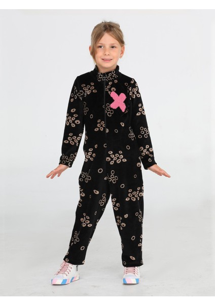 Casa Baskılı Laci Kadife Çocuk Tulum