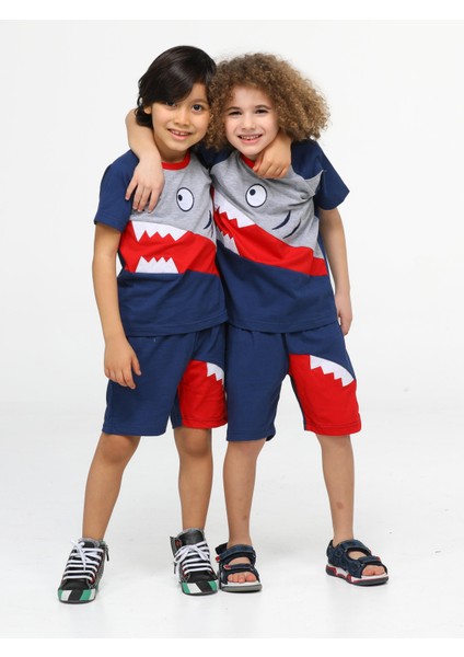 Navy Shark Erkek Çocuk Şort Takım modelleri