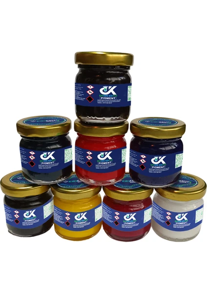 Pigment 8'li Epoksi Sıvı Pigment Boya Seti 8*40GR Beyaz/kırmızı/siyah/sarı/yeşil/bordo/mor/magenta