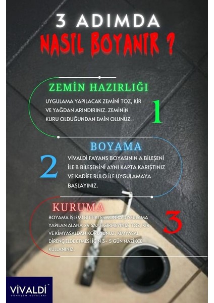 Vivaldi-Tezgah,mermer,fayans Boyası Seti Vernik ve Astar Gerektirmez Mutfak ve Banyo Boyası 1kg modelleri