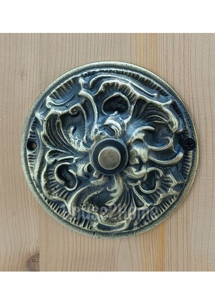 El Yapımı Pirinç Kapı Zili Antik Sarı
