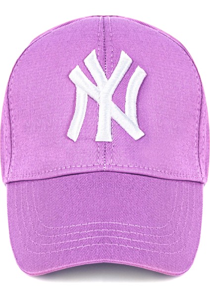 EKE TEKSTİL Unisex 2'li Set Pembe ve Lila Renk Ny New York Beyzbol Şapka