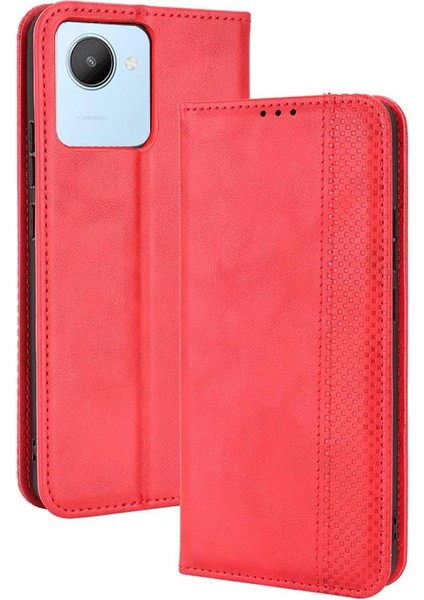Realme C30 4g Manyetik Kapatma Pu Deri Telefon Kılıfı (Yurt Dışından)