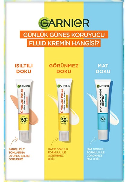 Saf ve Temiz Bha Niasinamid Günlük Güneş Koruyucu Fluid Yüz Kremi SPF50 40ML