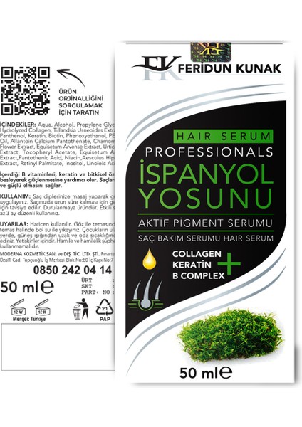 Feridun Kunak Ispanyol Yosunu Saç Bakım Serumu 50ML