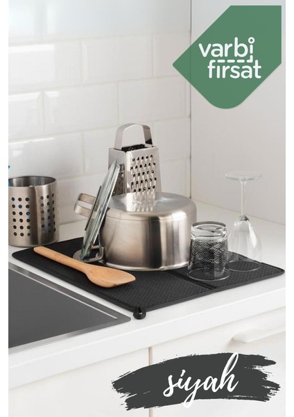 Bulaşık Kurutma Matı Kurulama Bezi Kurutma Örtüsü Tezgah Üstü - Siyah fiyatları