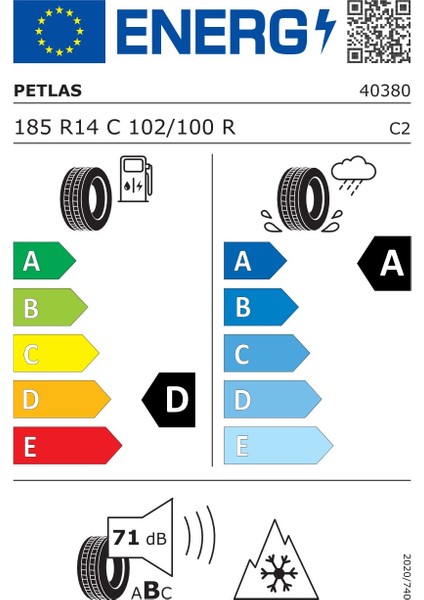 185 R14C 102/100R Fullgrip PT925 Hafif Ticari Kış Lastiği ( Üretim Yılı: 2023 )