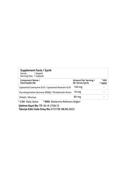 Exclusive Liposomal Coenzyme Q10 + PQQ + Shilajit Kapsül modelleri