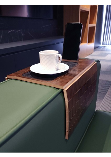 Telefon Tutuculu Ahşap Katlanır Portatif Organizer Yan Sehpa Kaydırmaz Deri Yüzeyli fiyatları