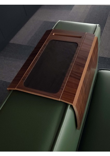 Telefon Tutuculu Ahşap Katlanır Portatif Organizer Yan Sehpa Kaydırmaz Deri Yüzeyli modelleri