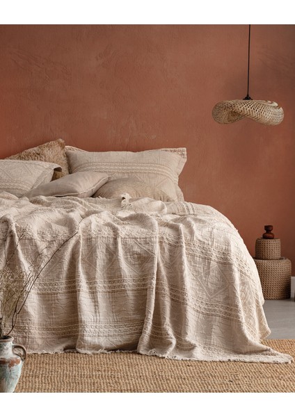 Ethnique King Size Yatak Örtüsü - Bej