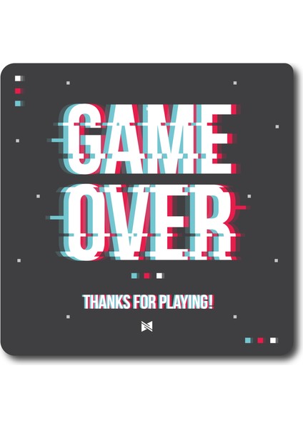 Game Over - 10X10 cm Mıknatıslı Evrensel Tak Çıkar Dekoratif Aksesuar
