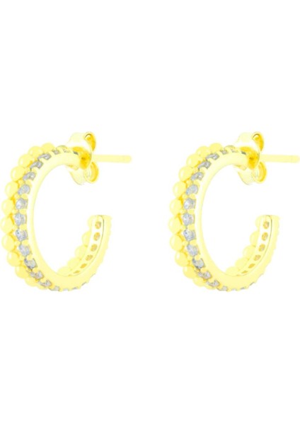 925 Ayar Gümüş Sıra Taşlı Halka Küpe