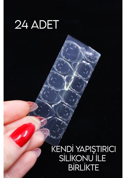 2 Adet 100'LÜ Badem Model Takma Tırnak Şeffaf modelleri