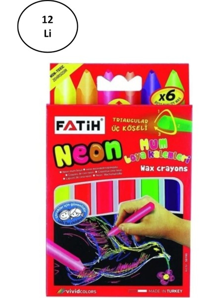 Mum Pastel Boya Neon Wax Crayon Jumbo 6 Renk 12'li