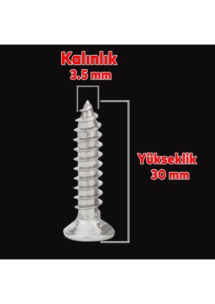 Sunta Vidası 3.5X30 Paket 1000 Adet Sivri Uçlu Ahşap Tahta Ağaç Mobilya Ayak Kulp Vidası