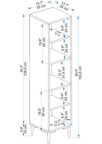 Daminol 5 Raflı 2 Kapaklı Çok Amaçlı Mutfak Dolabı, Beyaz - Daminol fırsatları